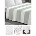 thumbnail image 6 of Sage Green Stripe King Size Flat Sheet, Wrinkleproof & Fadeproof Cooling Flat Bed Sheet Only, Modern Simple Geometric White Striped Breathable Soft Bedding Top Sheets 105 x 98 Inches, 6 of 8