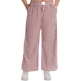 thumbnail image 2 of Cueply Women's Plus Size Cotton Woven Plaid Wide Leg Pants with Pockets Elastic Waist Casual Lounge Pants, 2 of 8