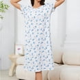 thumbnail image 5 of Lutiedan Cotton Nightgowns for Women Short Sleeve Midi Sleepshirts V Neck Floral Loungewear Nightshirt with Pockets,White,M, 5 of 7