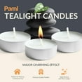 thumbnail image 5 of PAMI Premium White Tealight Candles 100-Pack – Unscented Paraffin Tea Lights with 4-Hour Burn Time, Beautiful Flame for Votive Holders, 5 of 7
