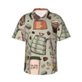 thumbnail image 1 of Qekee Coffee Makers Macaroons Chocolate Print Men's Short Sleeve Hawaiian Shirt, Classic Button-Down Beach Shirt, Casual Summer Shirt with Chest Pocket,Medium, 1 of 7