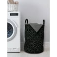 thumbnail image 3 of Abstract Laundry Bag, Monochrome Romantic Curvy Lines Rhythmic Contemporary Illustration, Basket with Handles Drawstring Closure for Laundromats, 13" x 19", Charcoal Grey and White, by Ambesonne, 3 of 4