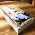 thumbnail image 3 of Funda de teléfono de carga inalámbrica transparente con ventana de chapado magnético de lujo para iPhone 11, 12, 13, 14, 15 Pro Max Plus, cubierta suave a prueba de golpes, 3 of 5