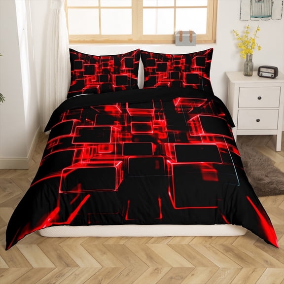 Erosebridal Buffalo Plaid Comforter Cover Twin,Geometric Grid Bedding Twin Size,Lightweight Reversible Comforter Cover Twin,Teenager Bedroom Decor,3-Piece(No Comforter)