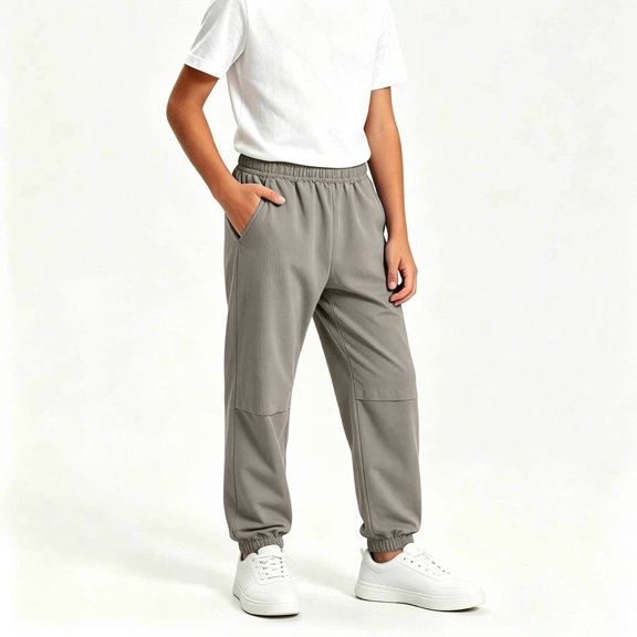 Sakuulaan Boys Sweatpants Elastic Waist Joggers Solid Color Casual Pants for Kids Boys 3‑14Y