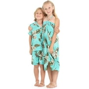 Matching Boy and Girl Siblings Hawaiian Luau Outfits in Palm Green in Assoted Colors