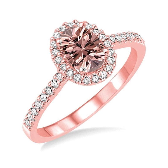 Oval cut 1.50 Carat Morganite and Diamond Engagement Ring in 14k Rose Gold affordable morganite & diamond engagement ring