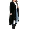 thumbnail image 2 of Women's Long Open Front Drape Lightweight Maxi Long Sleeve Black Kimono Cardigan Duster Sweater, 2 of 6