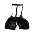 thumbnail image 6 of Wang6 Womens Front Hook Closure Bras Plus Size No Wire Seamless Lace Trim Everyday Bras Large Bust Cross Bandage Underwear Racerback T Shirt Bra Bralettes Black XXL, 6 of 6