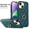 thumbnail image 1 of SaniMore for iPhone 14 Plus 6.7" 2022 Case, PU Leather Case with Luxury Fashion 3D Lattice for Girls Women 360° Rotating Metal Ring/Kickstand Shockproof Durable Case For iPhone 14 Plus 6.7", Darkgreen, 1 of 8