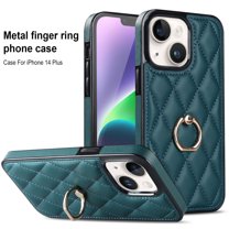 Allytech iPhone 14 Plus Case with Finger Ring, 360° Rotatable Ring Holder Kickstand Luxury PU Leather Non-Slip Shockproof Business Women Men Phone Cases Covers for Apple iPhone 14 Plus 6.7", Darkgreen