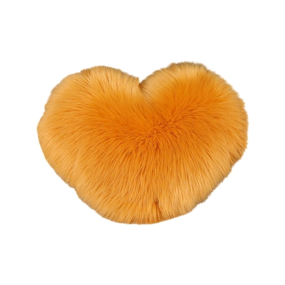 CuiLiyq Fluffy Heart Shaped Pillow, Cute Faux Fur Small Pillow for Sofa Bed Decoration, Decorative Pillows for Valentine Anniversary Fall Halloween Christmas Home (15.7" x 11.8", Orange)