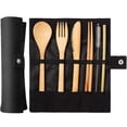 thumbnail image 4 of 6-Piece Wooden Travel Cutlery Bamboo Set with Travel Case - Reusable Flatware Including Spoon, Fork, and Knives - Portable Utensil for Outdoor Camping, Outing, Hiking, & Picnic, 4 of 6