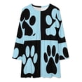 thumbnail image 2 of Paw Prints Blue And Black Loose Dress Evening Dress Summer Dresses for Women Luxury Dress Long Sleeved Dress, 2 of 4