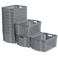 thumbnail image 2 of Nihenok Large 12 Packs Plastic Stackable Storage Basket, Kitchen Pantry Office Organizer Bins, Gray, 2 of 9