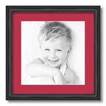 ArtToFrames 16x16 Matted Picture Frame with 12x12 Single Mat Photo Opening Framed in 1.25 Black Stain on Solid Red Oak and 2 Rouge Mat (FWM-4083-16x16)