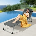 thumbnail image 2 of Gymax Chaise Longue Pliante d'Extérieur à 5 Positions avec Ouverture pour le Visage et Repose-Pieds Réglable Gris, 2 of 10