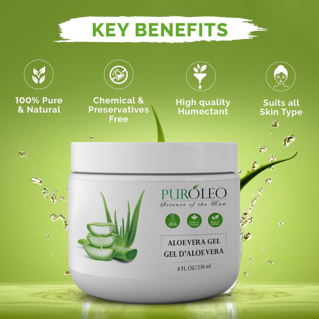 PUROLEO Aloe vera gel 16 Fl Oz/473 ML (Made in Canada) aloe vera