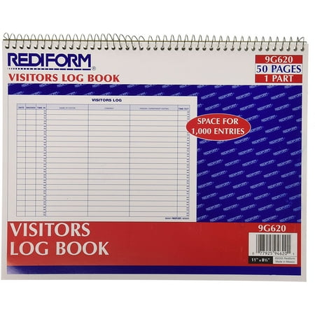 Rediform Drivers Log - Visitors Log Book, Wirebound, White, 11 x 8.5