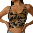 thumbnail image 2 of Haiem Leopard Print Pattern Womens Sports Bra - U Neck Padded Low Impact Yoga Bra Workout Crop Top Gym Moisture-Wicking Workout Vest -Small, 2 of 9