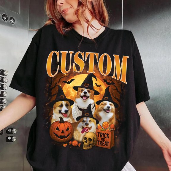 Custom Halloween Dog Bootleg, Personalized Picture Sarcastic, AURORAVALLEY T-Shirt