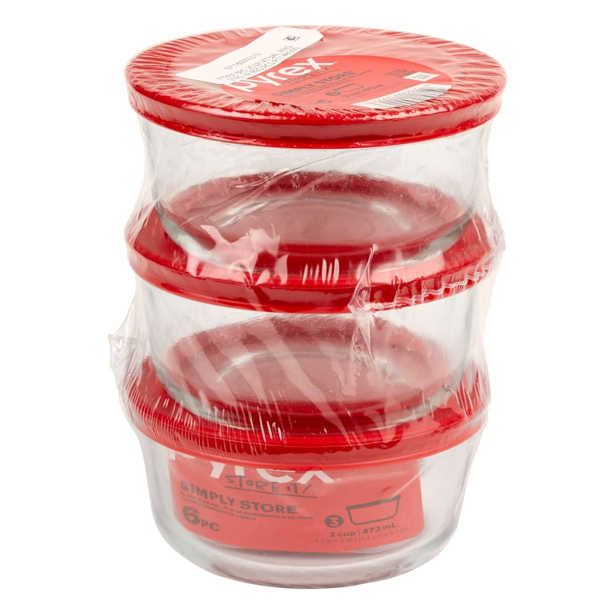 Pyrex Simply Store 2-Cup Glass Storage Container Set with Lids (6