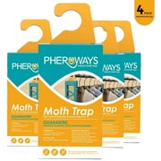 Pheroways Clothes Moth Traps, Safe Moth Traps for Closet Clothing and Carpet Moth Traps, Effective Guaranteed (4 Pack)