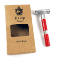 thumbnail image 5 of Long Handle Butterfly Open Safety Razor For Men Women Shave + 5 Double Edge Shaving Blades Red, 5 of 6