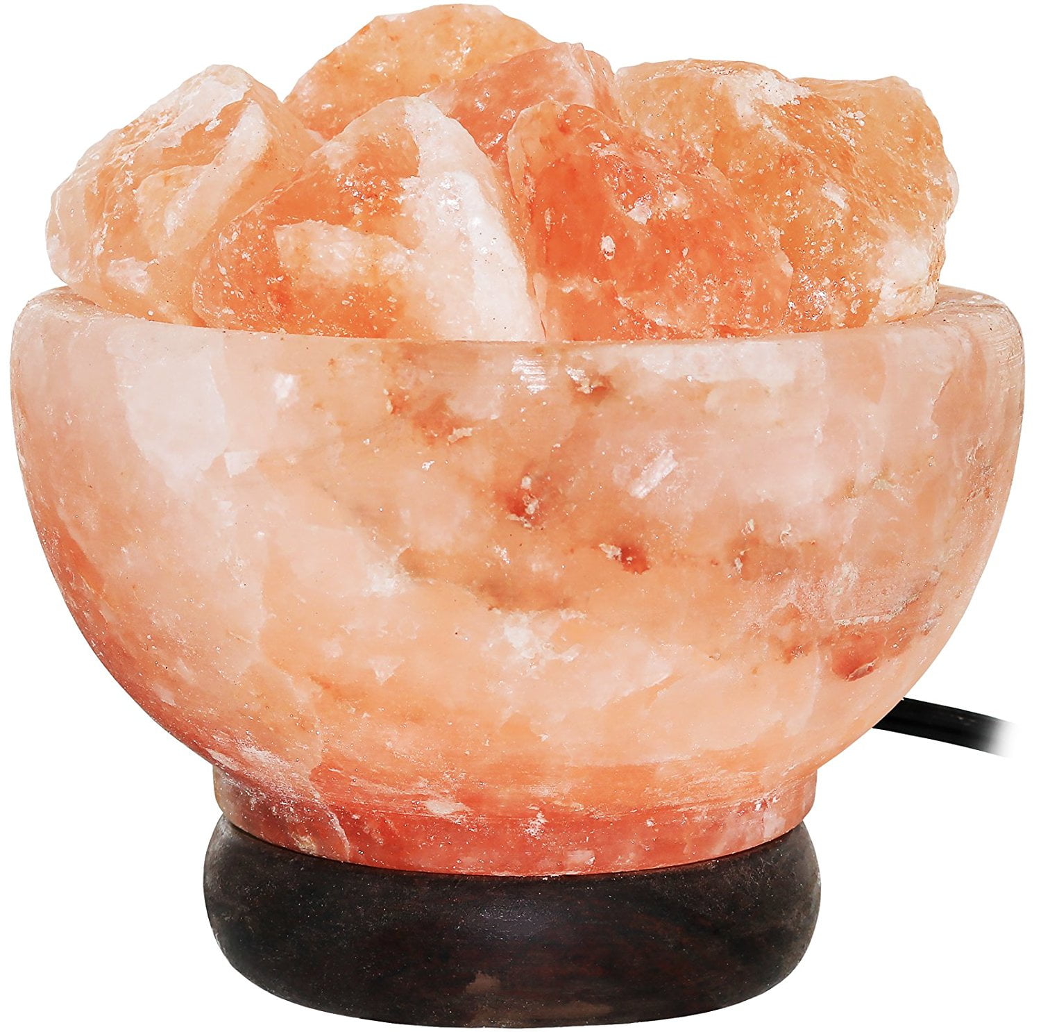 NEW Himalayan Salt Lamp w/ Natural Bamboo Wood Frame w/ Bulb and Dimmer Control 