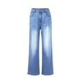 thumbnail image 4 of WTOBBY Women's Wide Leg Jeans, High Waist Straight Leg Stretch Denim Pants with Multiple Pockets, Comfortable and Casual Trousers for Everyday Outfits,Light Blue 2XL, 4 of 5