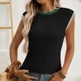 thumbnail image 5 of CYRBOKO Tank Tops for Women, Summer Knitted Crew Neck Soft Sleeveless top Black Size L, 5 of 7