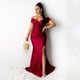 thumbnail image 4 of Vestidos de noche de sirena con escote en V y hombros descubiertos sexys para mujer, elegantes vestidos largos formales ajustados con frunces para fiestas nocturnas y bailes de graduación, 4 of 5