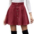 thumbnail image 1 of Women Skirt Short Corduroy Flare A-Line Button Up, 1 of 1
