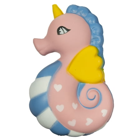 6.5 x 4 Inch Squishy Squeezable Stress Relief Fidget Seahorse Unicorn Figurine