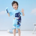 thumbnail image 4 of NOLDARES Cute Baby Boy Swimsuit Long Sleeve/Short Sleeved One Piece Bathing Suit Summer Infant Surfing Suit(Sky Blue,5-6 Years), 4 of 6