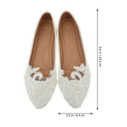 NUOLUX Shoes Wedding Flats Bridal Lace Ballet Bride Pumps Satin Toe Closed Comfortable Silk The