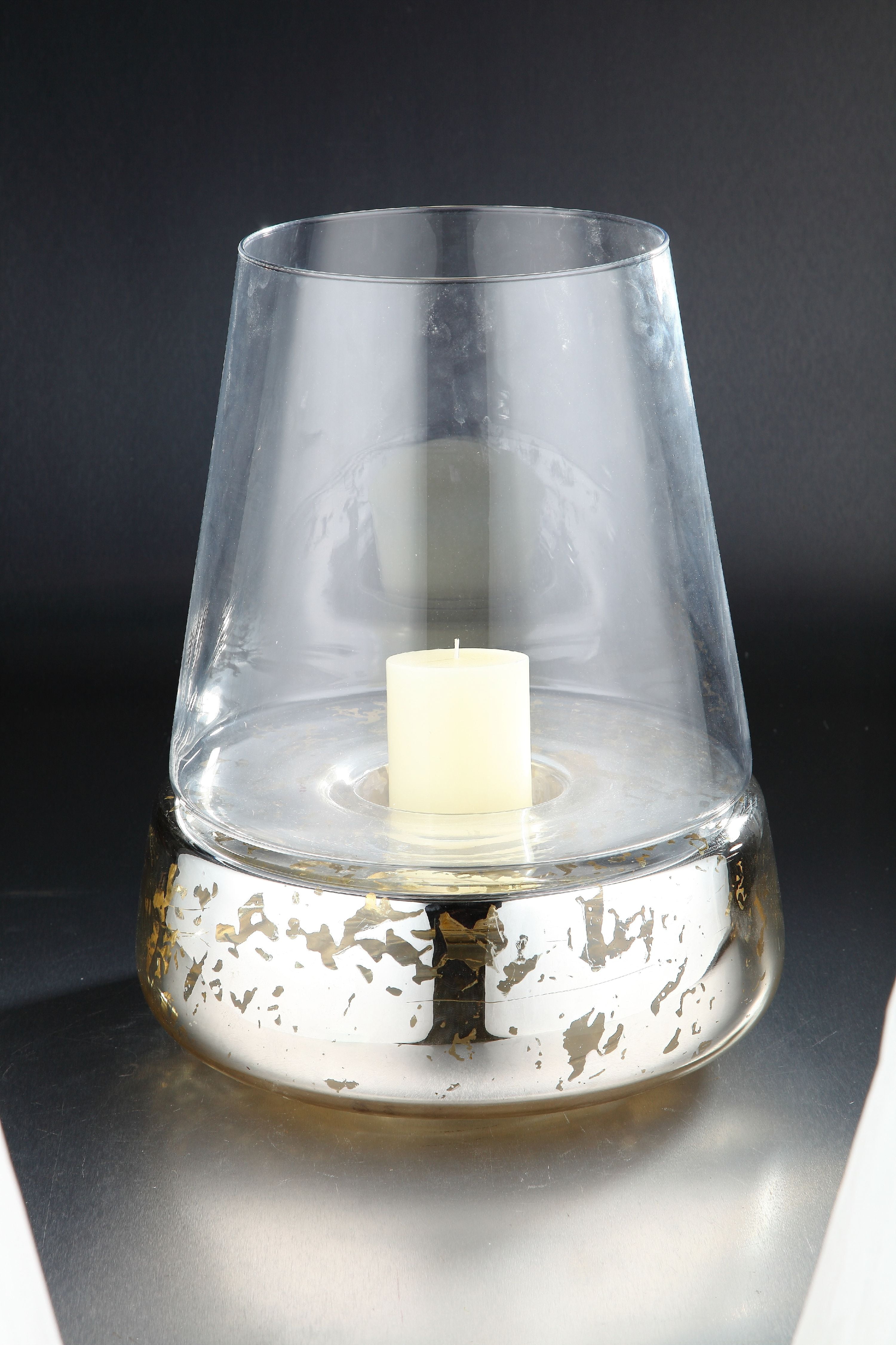 17" Clear Hand Blown Hurricane Glass Candle Holders ...