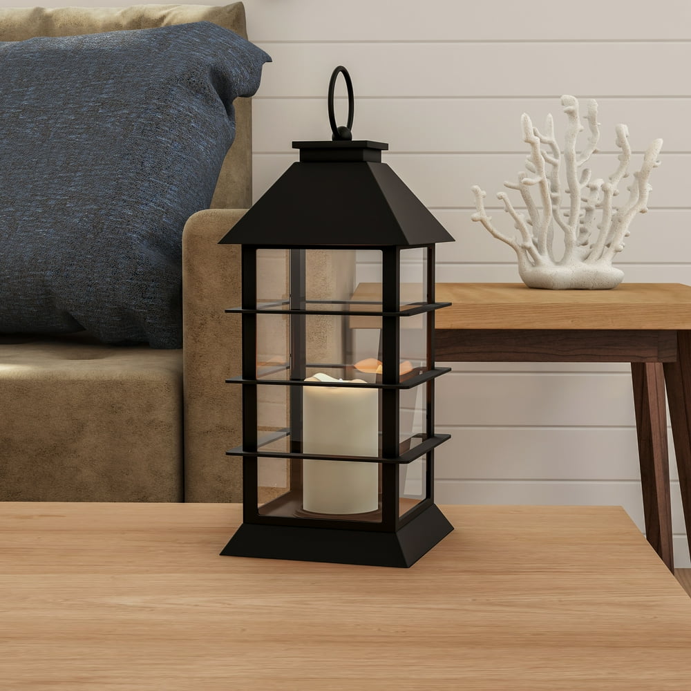 Decorative Candle Lantern with Modern Grid DesignColor Changing