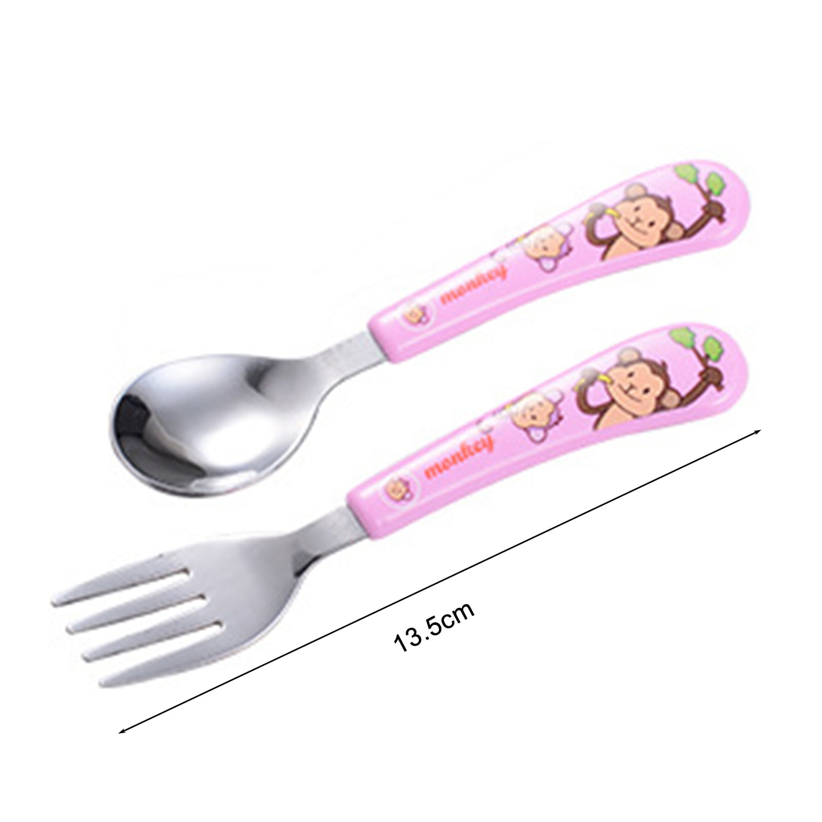 Kids Baby Feeding Fork 2pcs/set Spoon Stainless Steel 