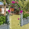 thumbnail image 5 of Metal Garden Arch W55'' x H94.5'' Garden Arbor Trellis Climbing Plants Support Rose Arch Outdoor Arch White, 5 of 9
