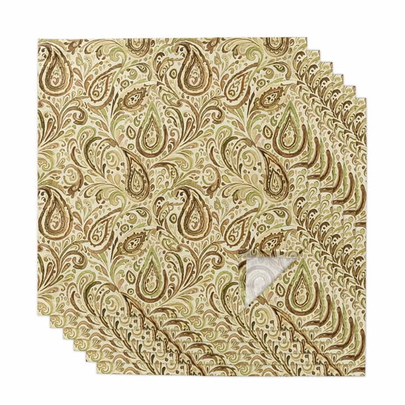 Cloth Napkins Set of 6 - 20x20 Inches, Beige Brown Green Washable Reusable Table Napkins, Retro Botanical Abstract Art Soft & Absortbent Dining Napkin for Party Wedding Hotel Restaurant