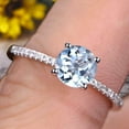 thumbnail image 5 of Round Cut 1.25 Carat Blue Aquamarine Engagement Ring 10k White Gold Anniversary Gift for her, 5 of 5