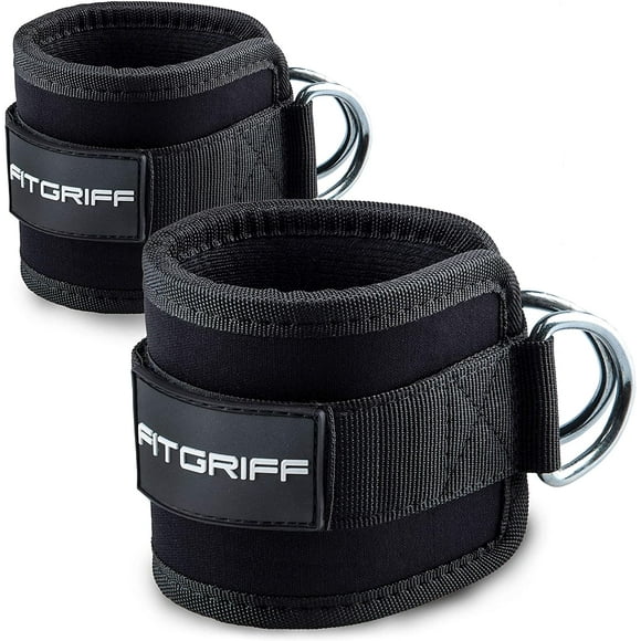 2Pc Ankle Strap D-ring Multi Gym Cable Attachment Thigh Leg Pulley Exercise Black