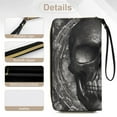 thumbnail image 5 of Womens Wallet Bifold Ladies Cluth Bag Wristlet Wrist Strap Long Purse Black Skull Design, 5 of 6
