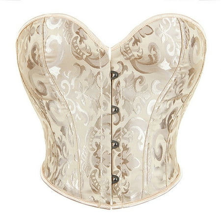 YOTMKGDO Shapewear Tummy Control  Backless Bra  Corset Top for Women Court Vintage Corset Shapewear Lingerie Lace Midriff Control Slim Crop Tube Top (Khaki  XXL)