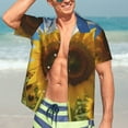 thumbnail image 7 of Sikiie Sky Golden Sunflower Field Print Men's Hawaiian Shirt, Summer Beach Button Pocket Short Sleeve T-Shirt,Small, 7 of 7