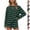 Dark Green, variant on Womens 2 Piece Striped Print Sets Casual Fashion Lounge Sets Long Sleeve Crew Neck Tops & Wide-Leg Shorts Outfit Sets 2XL