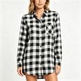thumbnail image 4 of TRUNZI Women's Button Down Plaid Shirts Long Sleeves Lapel Collar Casual Regular Fit Shackets with Chest Pocket,Black,Size L, 4 of 8
