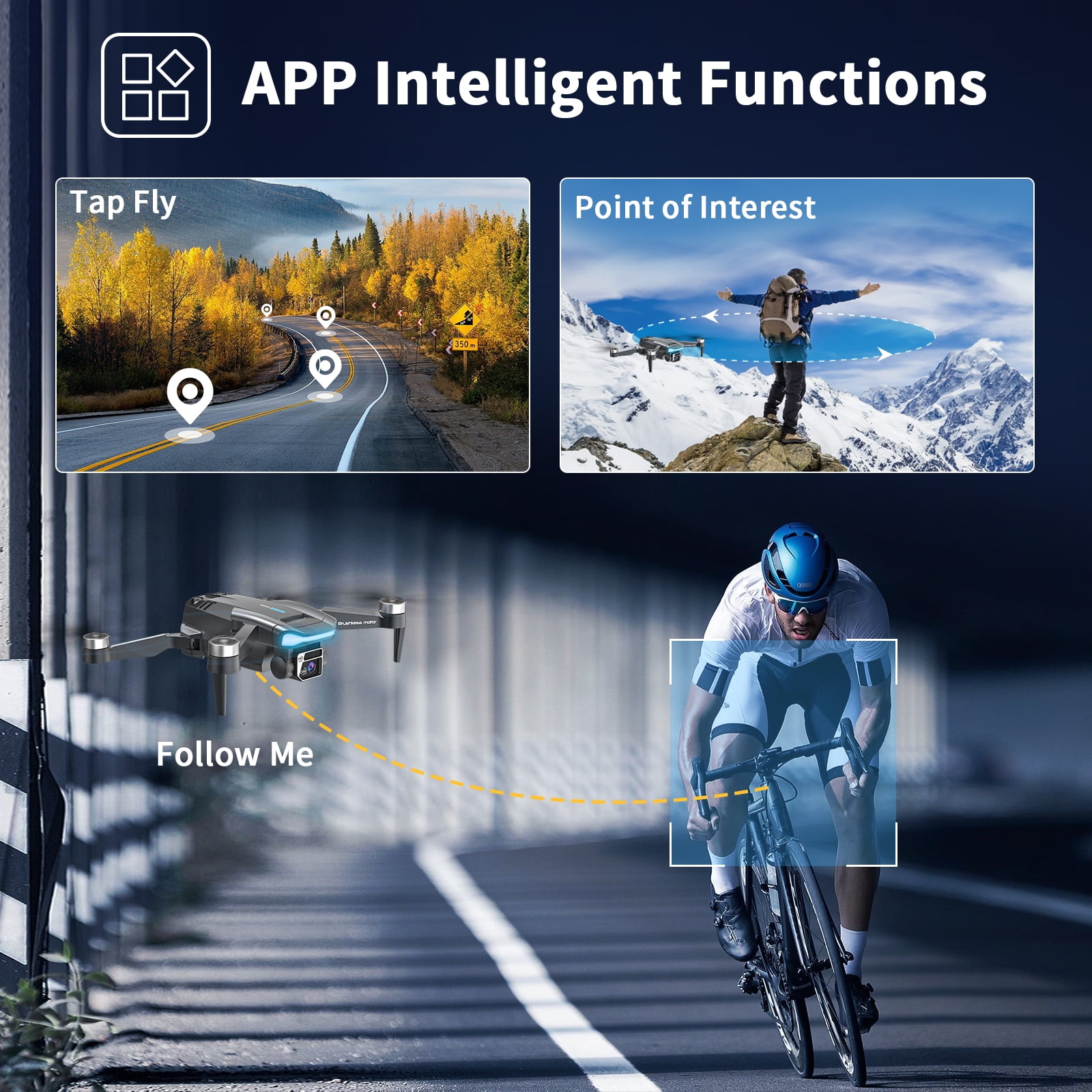 AUOSHI Foldable GPS Drone 4K Camera for Adults, Brushless Motor