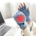 thumbnail image 2 of qolati Men's Women's USB Heated Gloves Mitten USB Hand Warmers Winter Warm Full Finger and Half Fingerless Knitting Gloves Cold Weather Warm Hand Typing Heating Gloves, 2 of 6